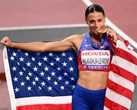 The American sprinter runs quickest female 400m in 40 years to win gold medal